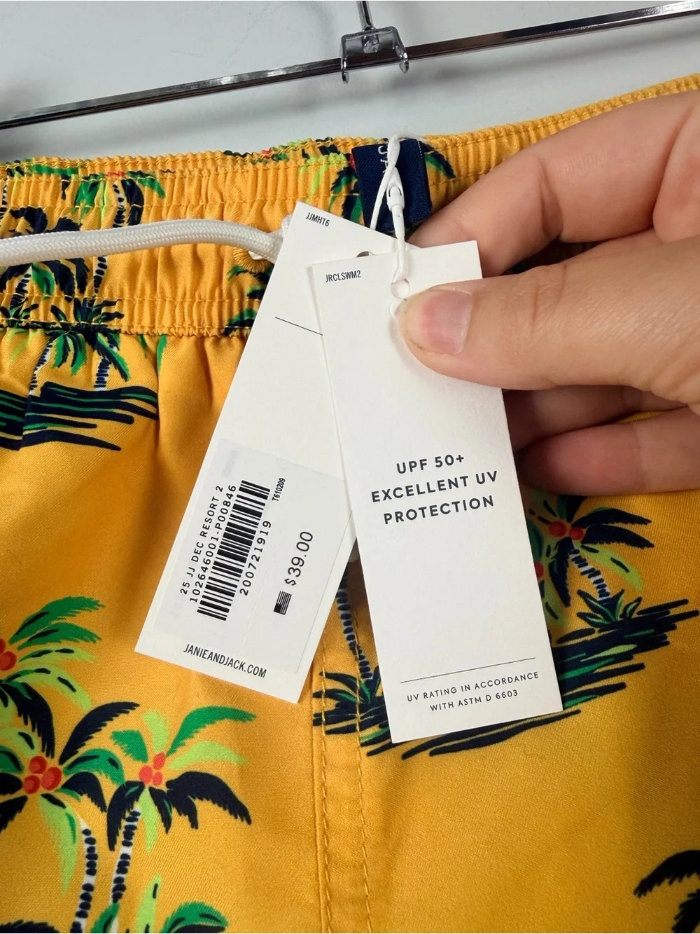 New Janie and jack yellow resort tree swim trunks size 7